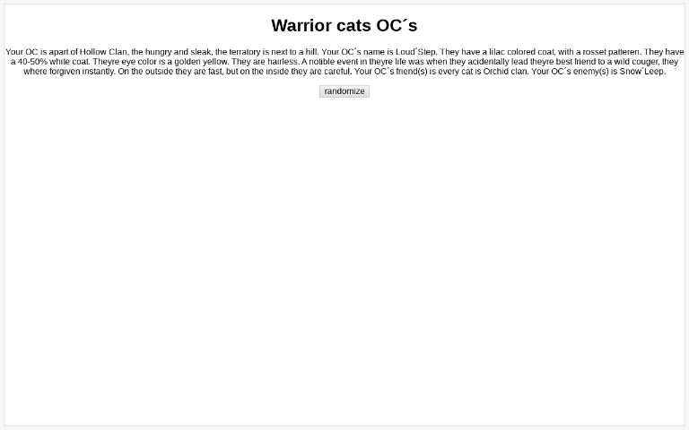 Warrior Cats Oc S Perchance Generator
