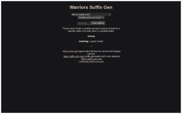 warriors-suffix-gen-perchance-generator