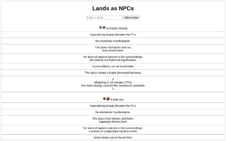 Lands as NPCs ― Perchance Generator