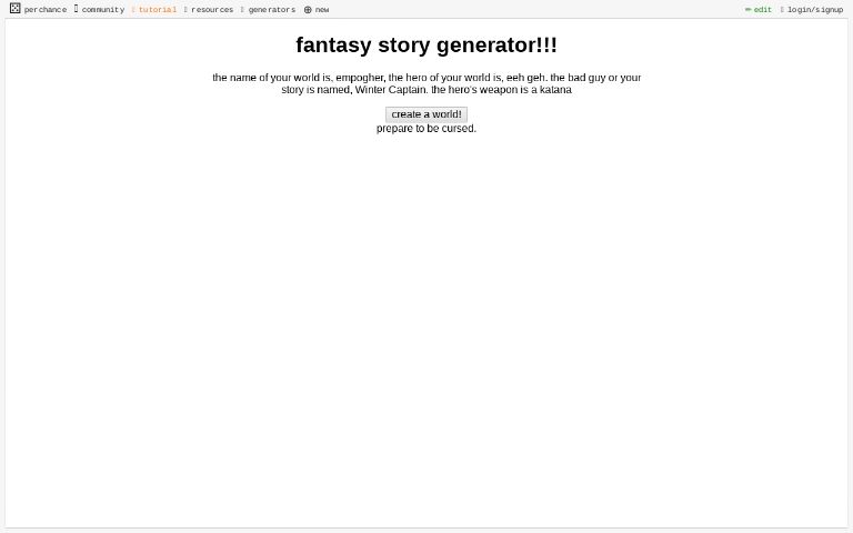 Fantasy story store generator