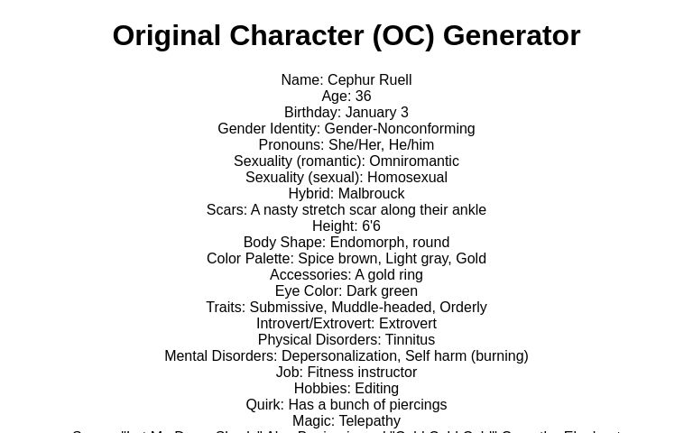 Original Character (OC) Generator