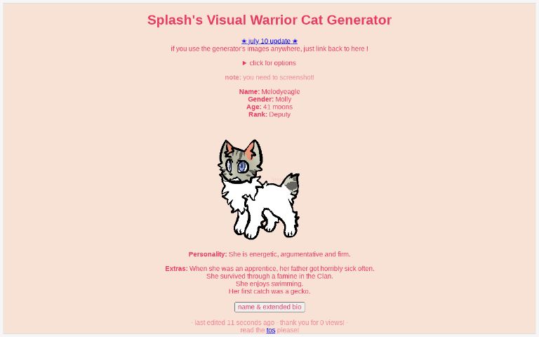 Splash's Visual Warrior Cat Generator