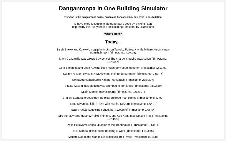 Danganronpa in One Building Simulator ― Perchance Generator