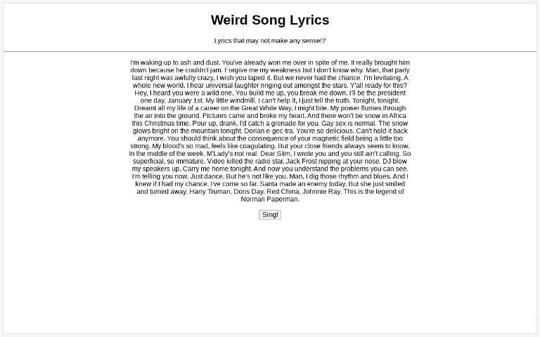 weird-song-lyrics-perchance-generator