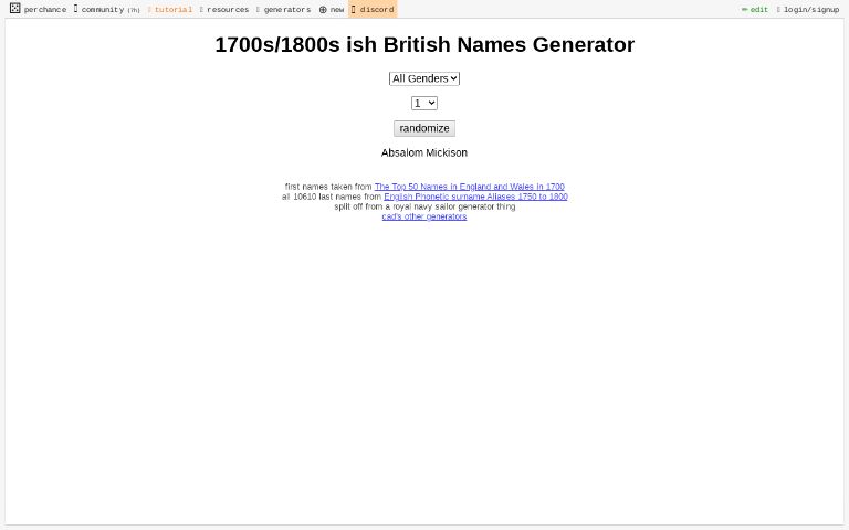 1700s/1800s ish British Names Generator ―