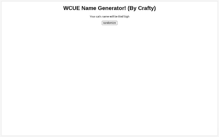 Wcue Name Generator By Crafty