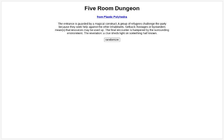 Five Room Dungeon ― Perchance Generator