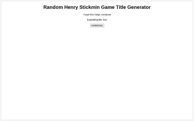 Random Henry Stickmin Game Title Generator ― Perchance