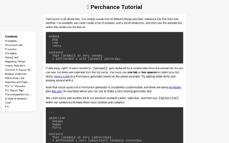 📚 Perchance Tutorial ― Perchance Generator