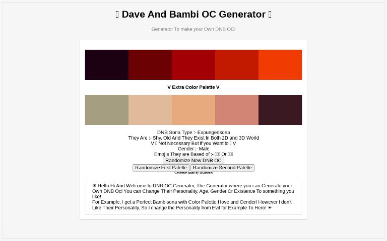 🌻 Dave And Bambi OC Generator 🌻 ― Perchance