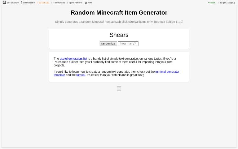 Random Minecraft Item Generator
