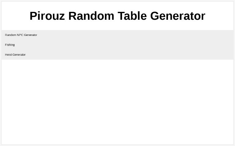 Pirouz Random Table Generator