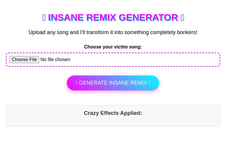 🎵 INSANE REMIX GENERATOR 🎵