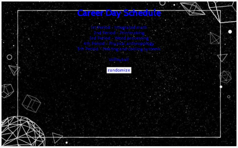 Career Day Schedule ― Perchance Generator