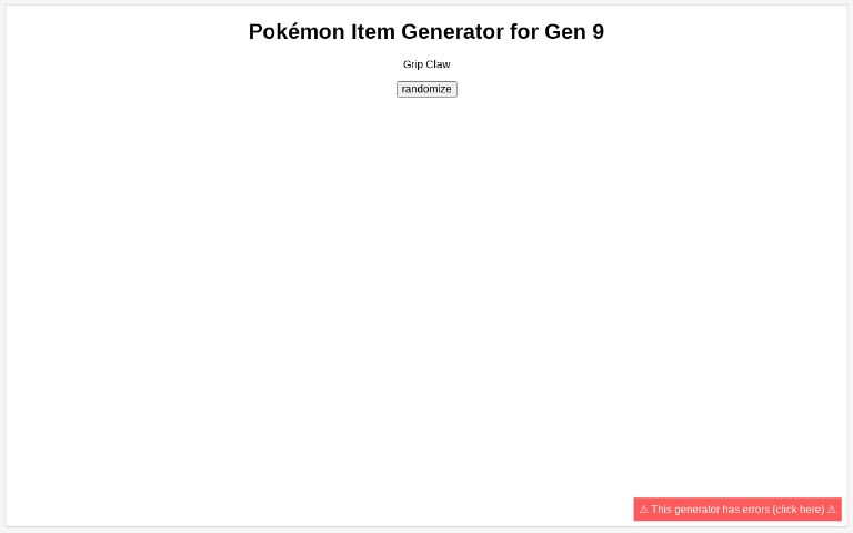 Pokémon Item Generator For Gen 9