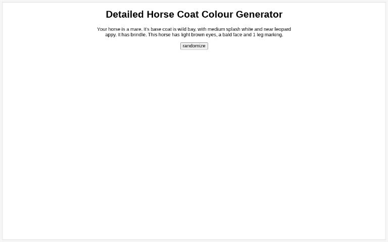 Detailed Horse Coat Colour Generator