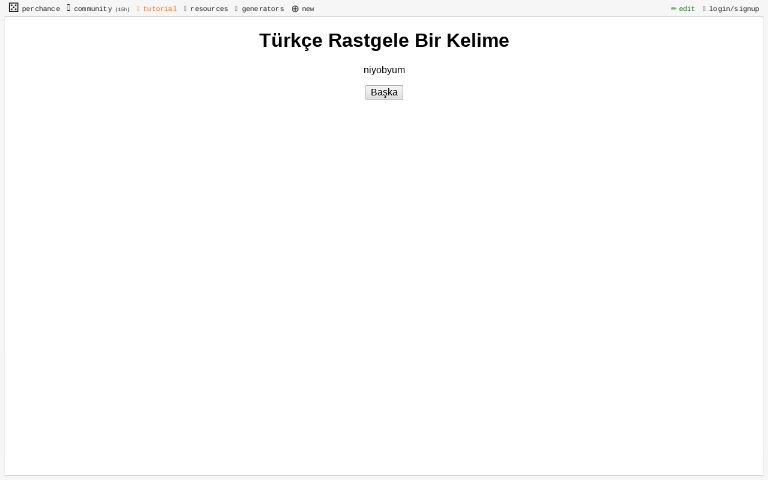 turkce rastgele bir kelime perchance generator