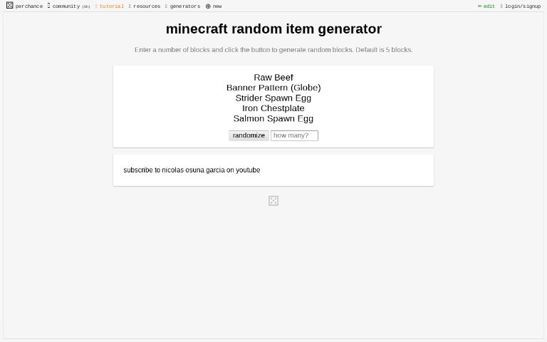 minecraft random item generator