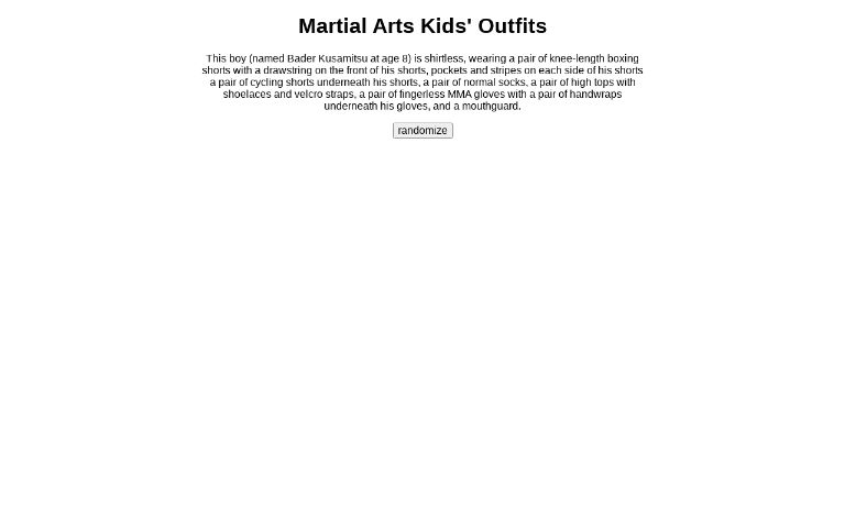 Martial Arts Kids' Outfits ― Perchance Generator