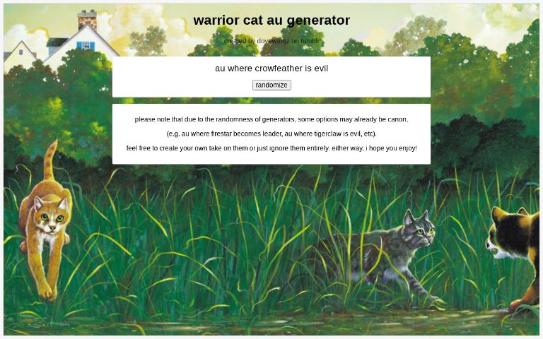 warrior cat creator - Path on The Wonderment