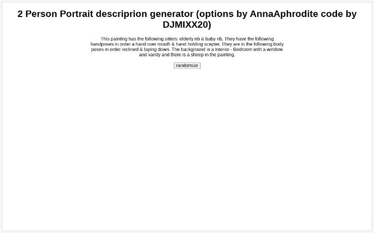 2 Person Portrait descriprion generator (options by AnnaAphrodite code ...