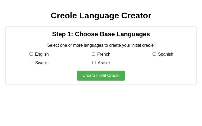 Creole Language Creator ― Perchance Generator