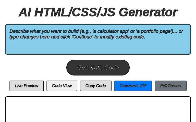 AI HTML/CSS/JS Generator