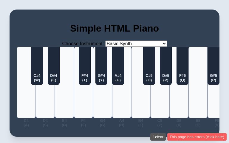 Simple HTML Piano ― Perchance Generator