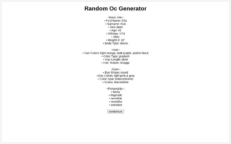 Random Oc Generator