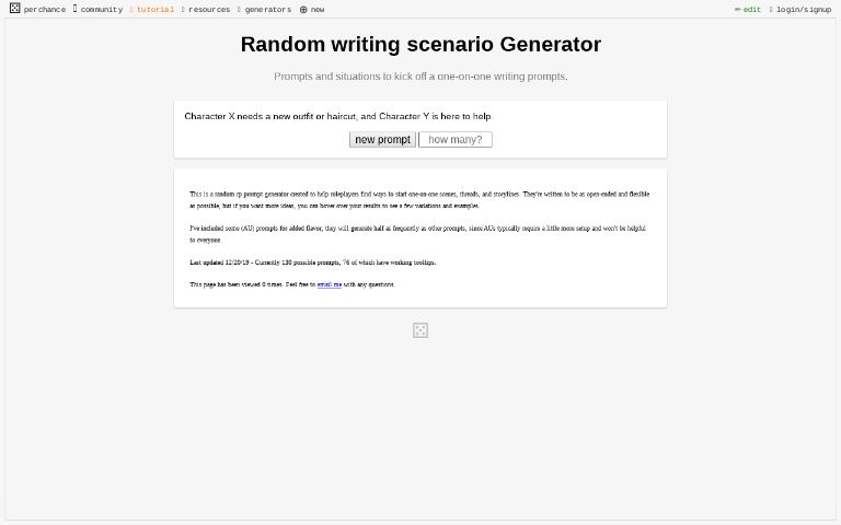 Random writing scenario Generator ― Perchance