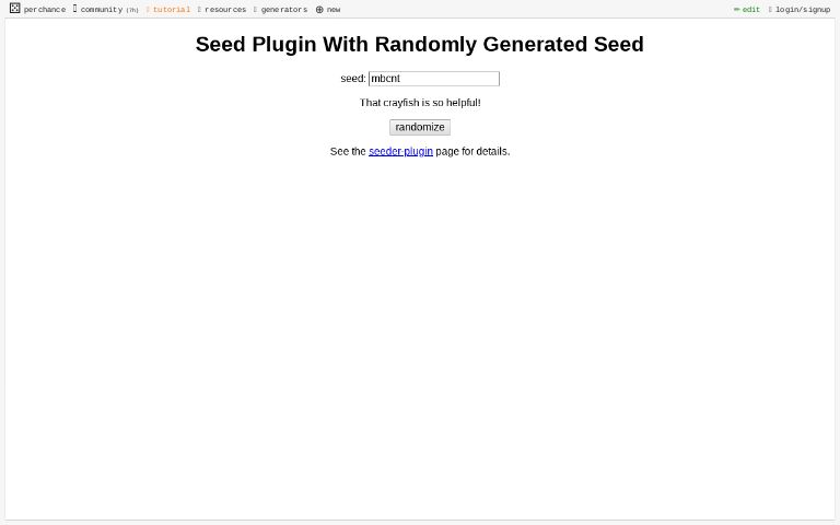 Seed Plugin With Randomly Generated Seed