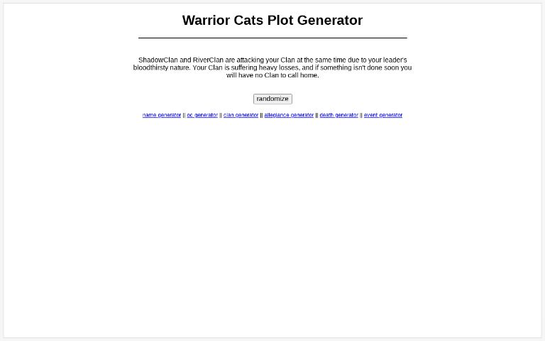 Warrior Cats Plot Generator