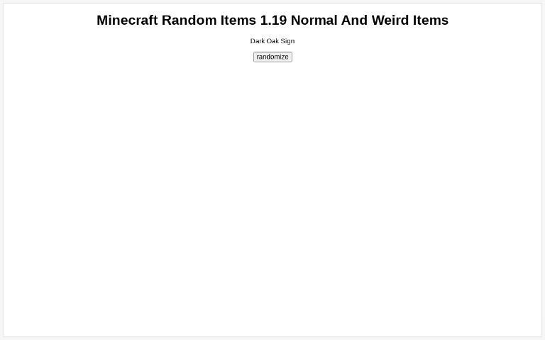 Minecraft Random Items 1.19 Normal And Weird Items ― Perchance Generator