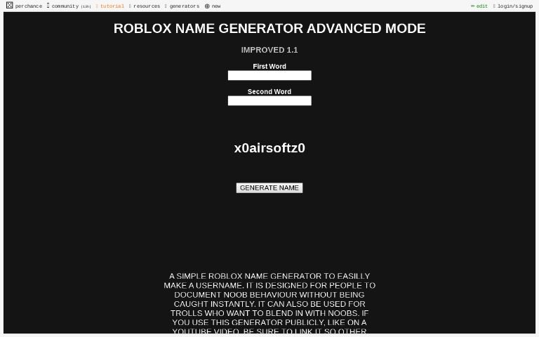 NOOB) ROBLOX NAME GENERATOR