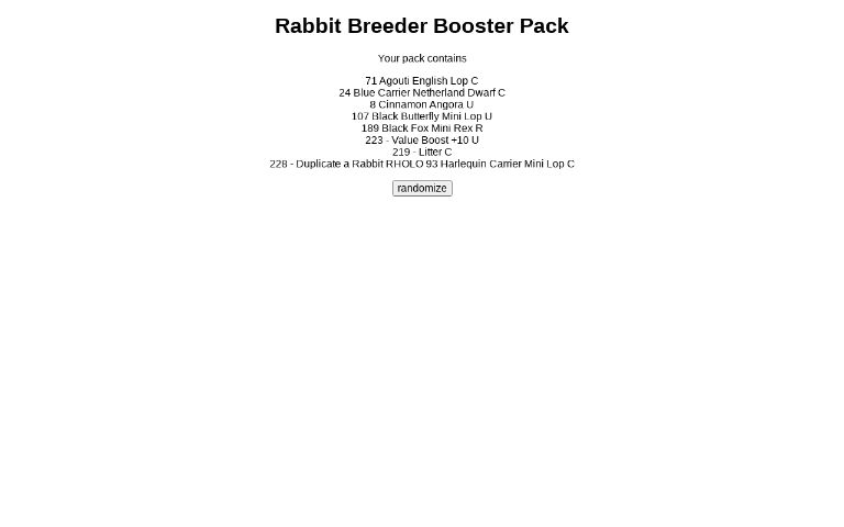 Rabbit Breeder Booster Pack ― Perchance Generator
