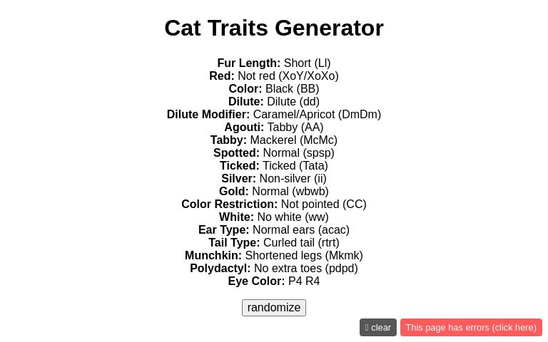 Cat Traits Generator Perchance