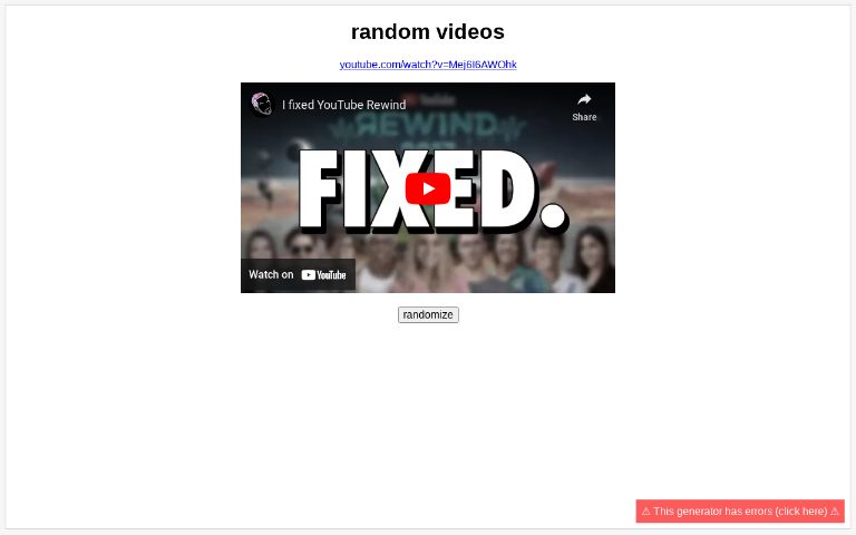 random videos ― Perchance Generator