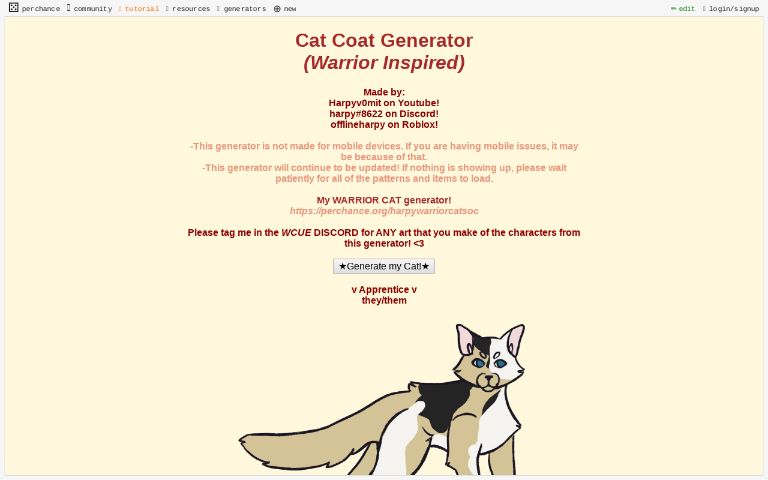 Cat Coat Generator (Warrior Inspired)