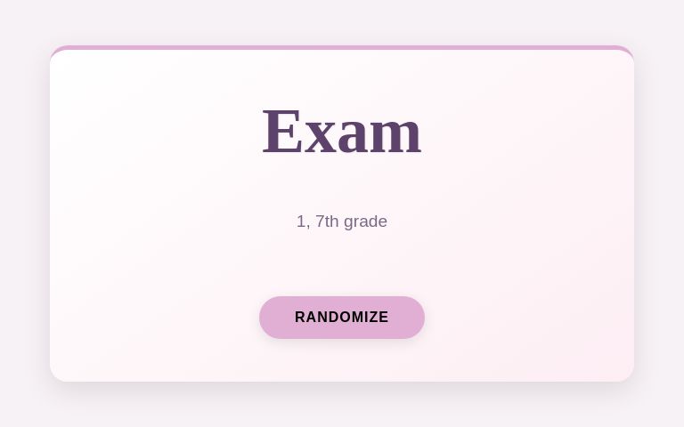 Exam ― Perchance Generator