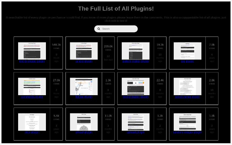 The Full List of All Plugins! ― Perchance Generator