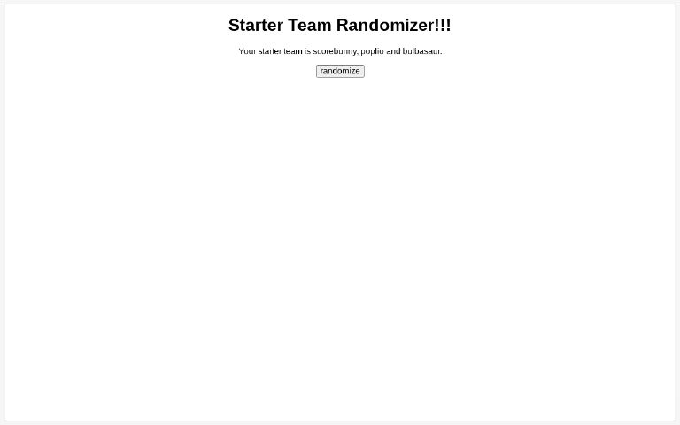 Starter Team Randomizer!!! ― Perchance Generator