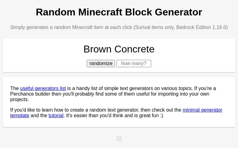 Random Minecraft Block Generator