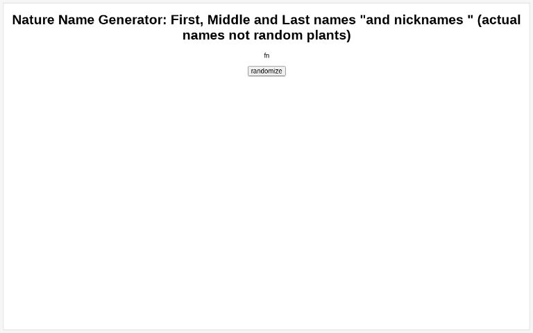 Nature Name Generator: First, Middle and Last names 