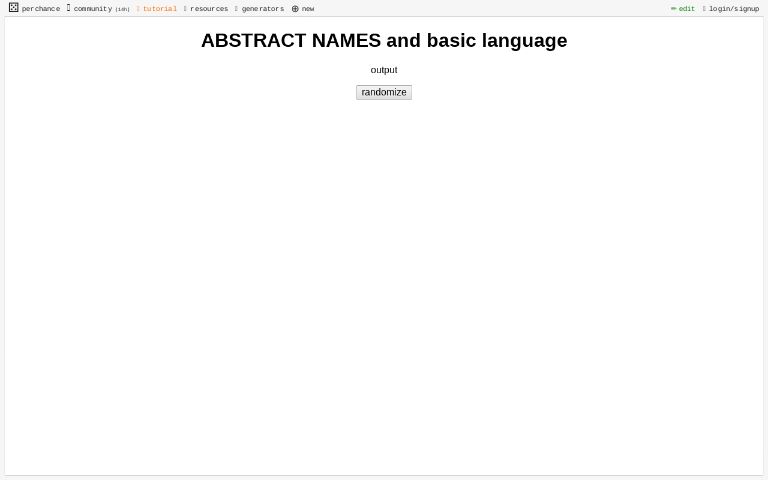 ABSTRACT NAMES and basic language ― Perchance Generator