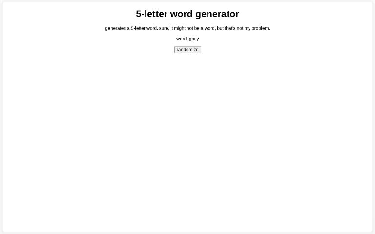 5 Letters Word Generator