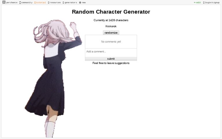 Random Character Generator ― Perchance