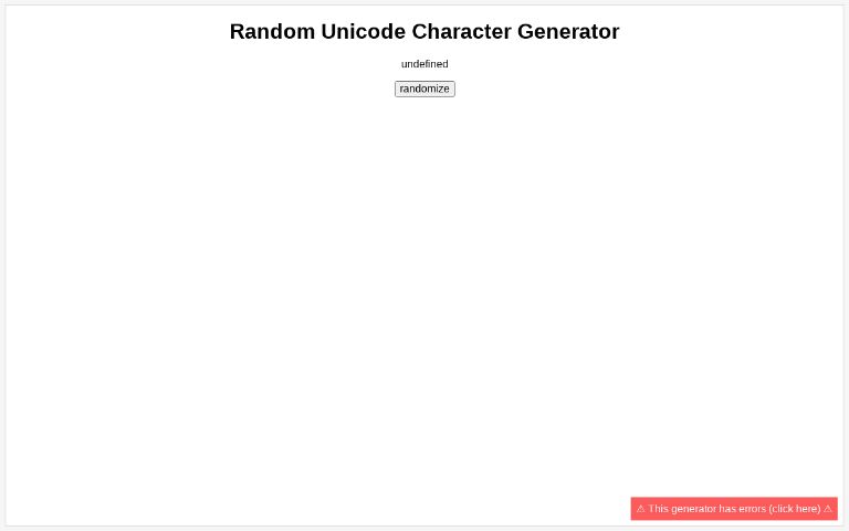 Random Unicode Character Generator