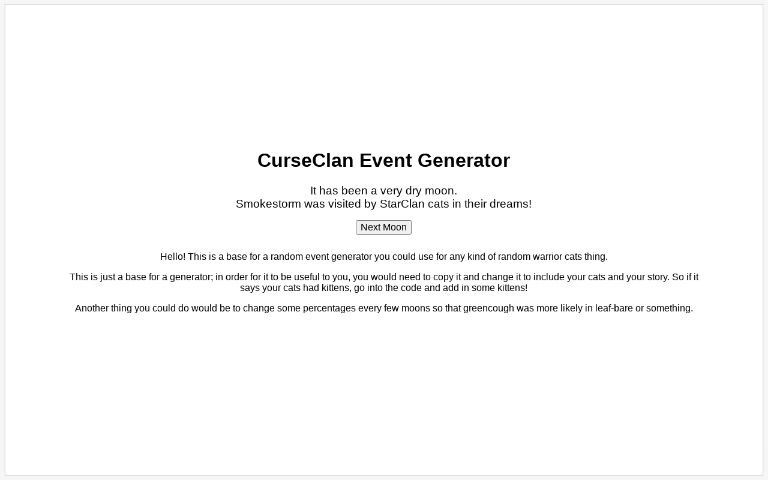 CurseClan Event Generator