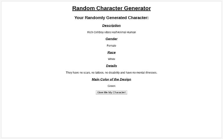 Random Character Generator