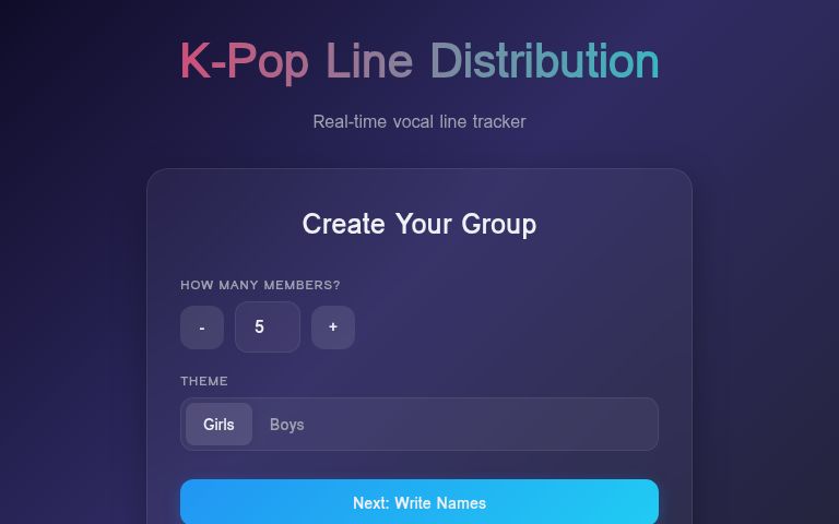 K-Pop Line Distribution ― Perchance Generator